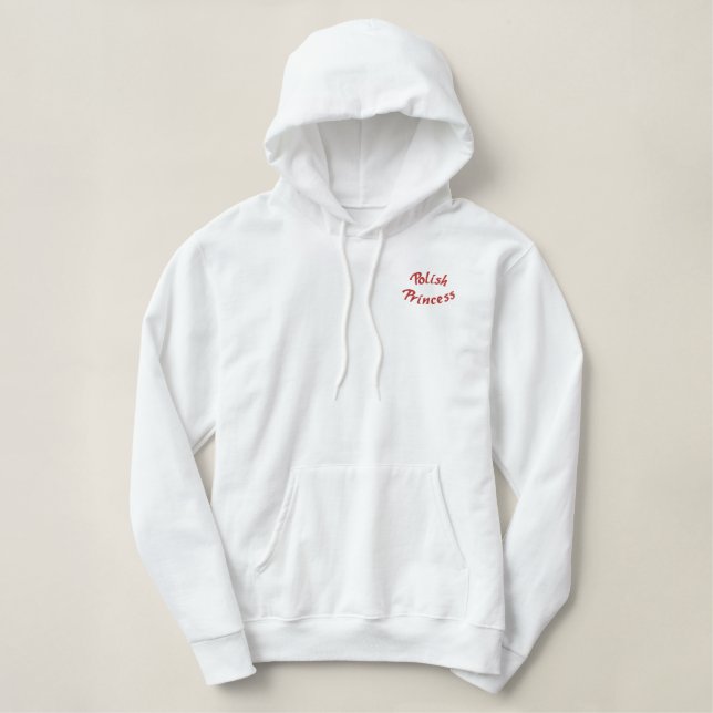 Polish Princess Cute  Embroidered Hoodie (Design Front)