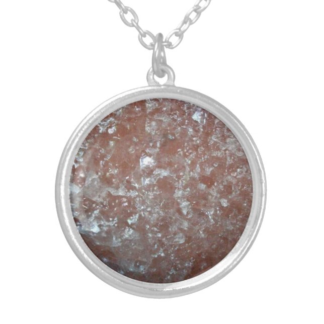 Polish rock salt silver plated necklace (Front)
