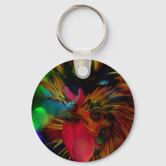 Polish Rooster and Heart Bokeh Keychain