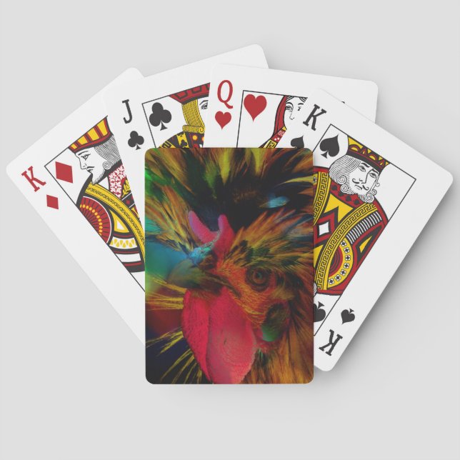 Polish Rooster and Heart Bokeh Poker Cards (Back)