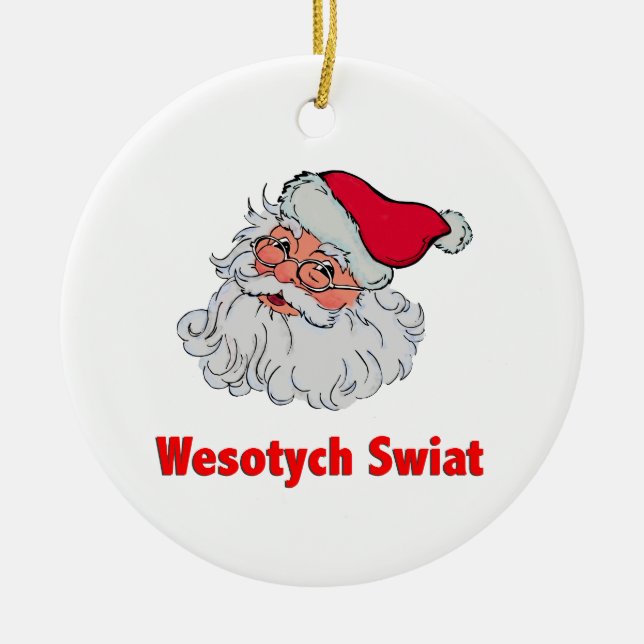 Polish Santa Claus #2 Ceramic Ornament (Front)