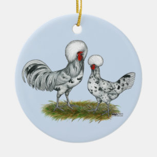 Polish Splash Chickens Ceramic Ornament