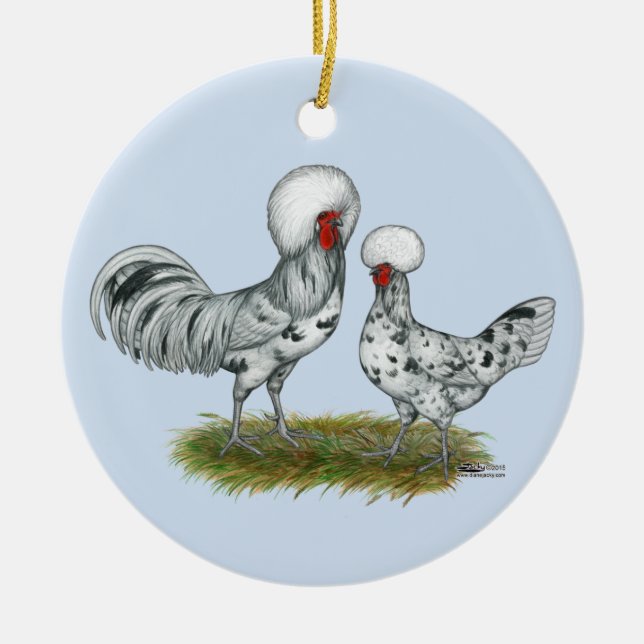 Polish Splash Chickens Ceramic Ornament (Front)