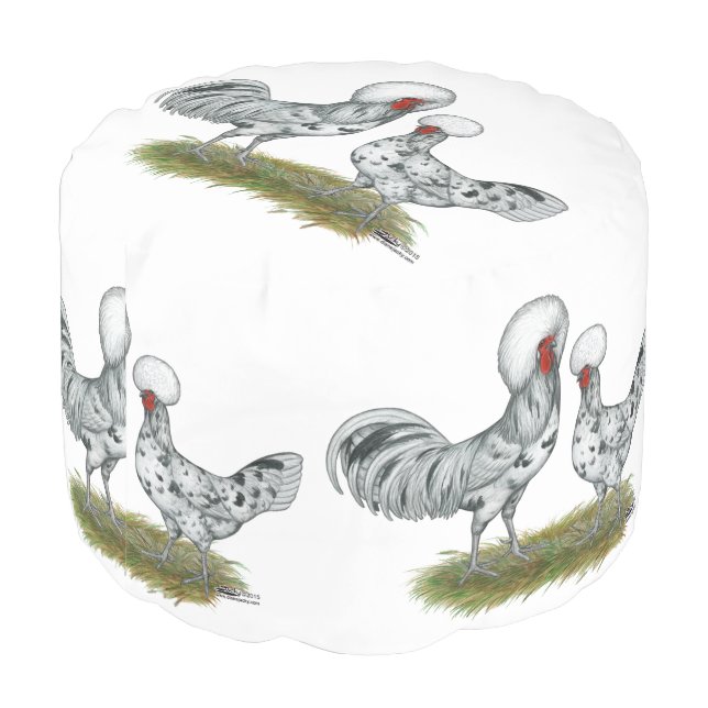 Polish Splash Chickens Pouf (Angled Back)
