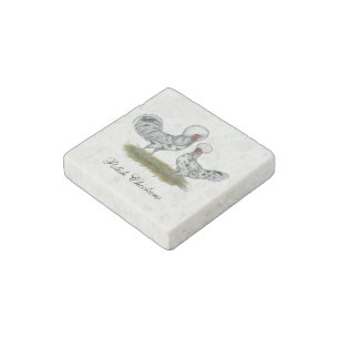 Polish Splash Chickens Stone Magnet