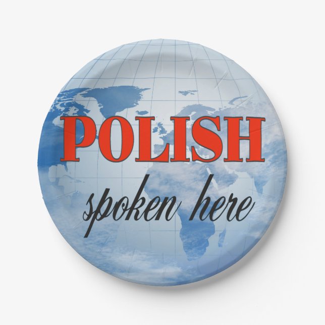 Polish spoken here cloudy earth paper plates (Front)