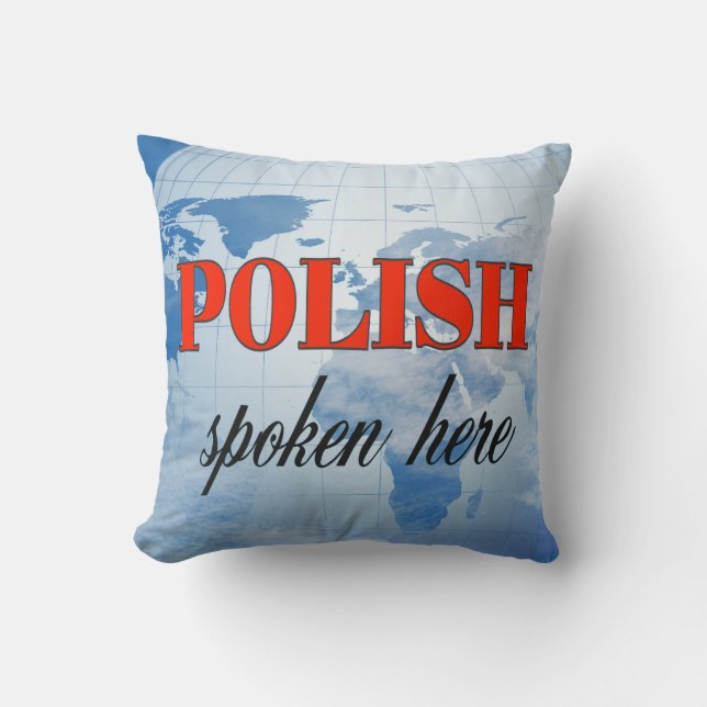 Polish spoken here cloudy earth throw pillow (Front)