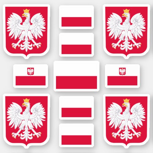 Polish state symbols  coat of arms and flag  sticker