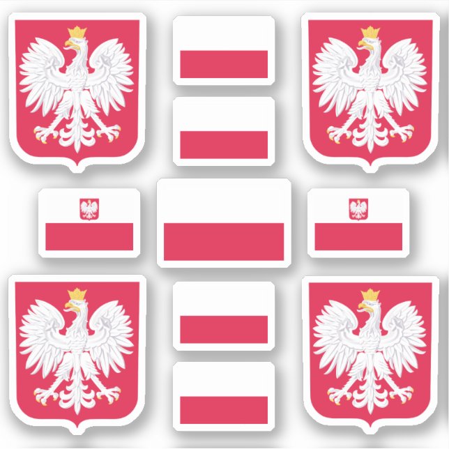 Polish state symbols / coat of arms and flag  sticker (Front)