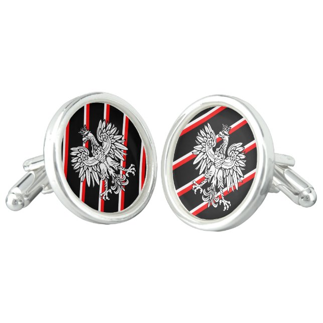 Polish stripes flag cufflinks (Angled)
