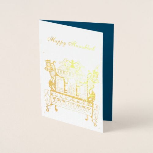 Polish Synagogue Hanukkah Lamp Foil Card