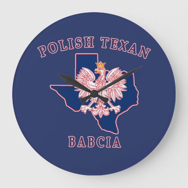 Polish Texan Babcia Large Clock (Front)
