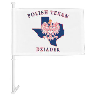 Polish Texan Dziadek Car Flag