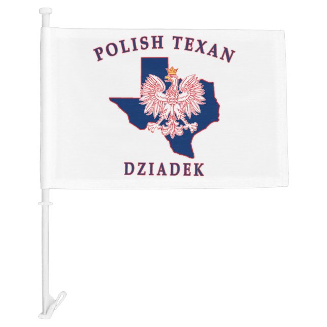 Polish Texan Dziadek Car Flag (Front)