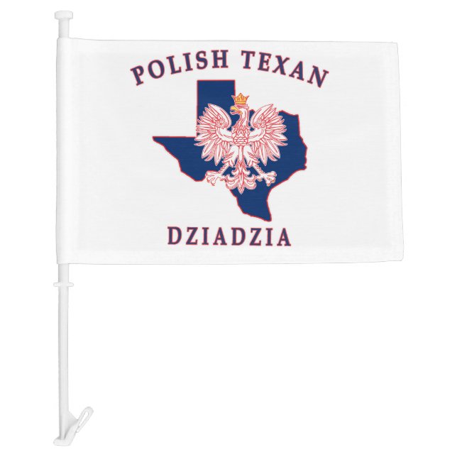 Polish Texan Dziadzia Car Flag (Front)