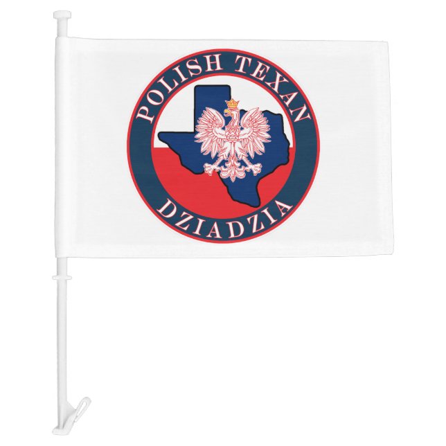 Polish Texan Dziadzia Round Car Flag (Front)