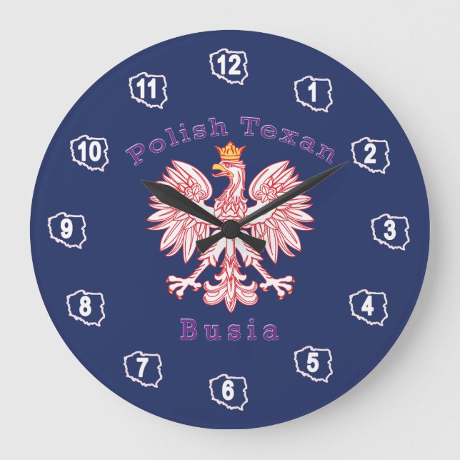 Polish Texan Eagle Busia Large Clock (Front)