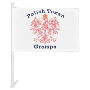 Polish Texan Eagle Gramps Car Flag