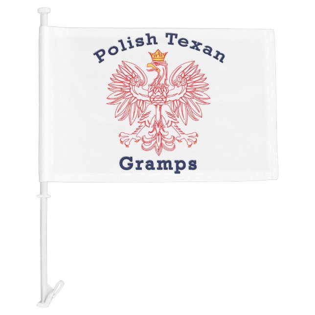 Polish Texan Eagle Gramps Car Flag (Front)
