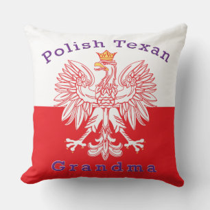 Polish Texan Eagle Grandma Throw Pillow