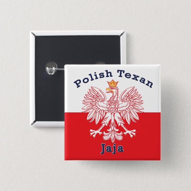 Polish Texan Eagle Jaja Button (Front & Back)