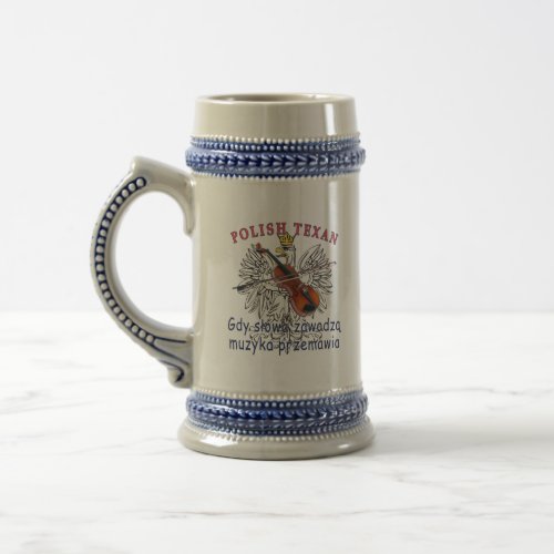 Polish Texan Eagle Music Speaks Beer Stein