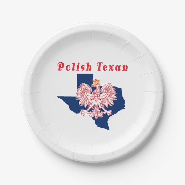 Polish Texan Eagle Paper Plates (Front)