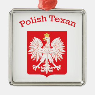 Polish Texan Eagle Shield Metal Ornament