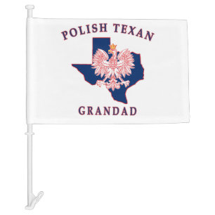 Polish Texan Grandad Car Flag