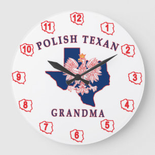 Polish Texan Grandma Large Clock