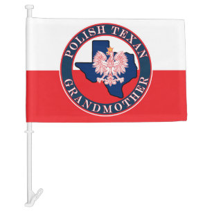 Polish Texan Grandmother Round Car Flag