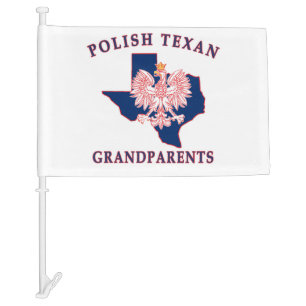 Polish Texan Grandparents Car Flag
