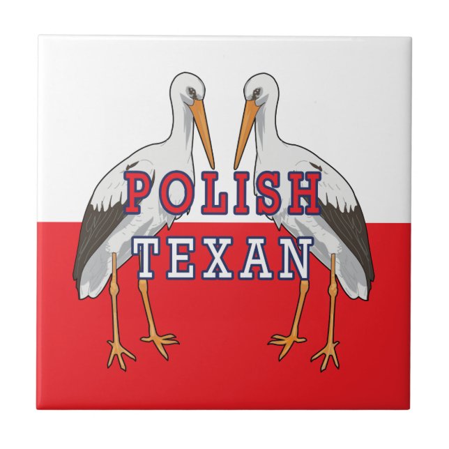 Polish Texan White Stork Ceramic Tile (Front)