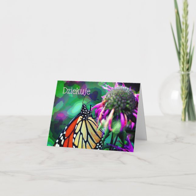 Polish Thank You Butterfly Art Personalized Card (Front)