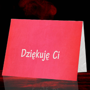 Polish Thank You Note in Red  Dziekuje  Ci