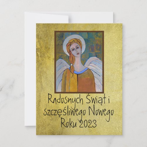 Polish Wesołych Świąt Merry Christmas Card Angels