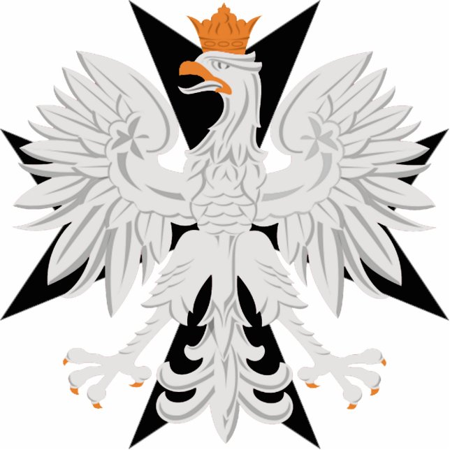 Polish White Eagle Black Maltese Cross Statuette (Front)