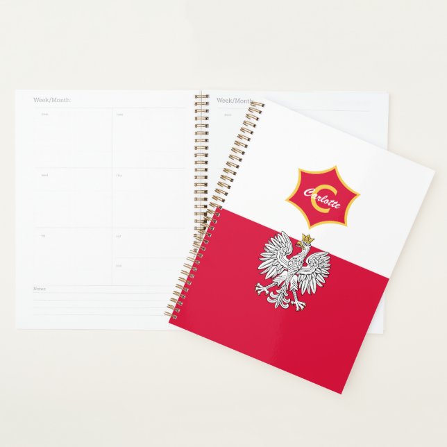 Polish White Eagle Crest Monogrammed Planner (Display)