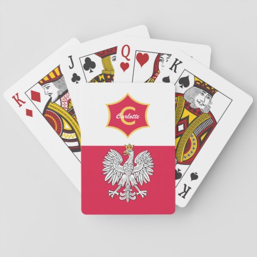 Polish White Eagle Crest Monogrammed Playing Cards