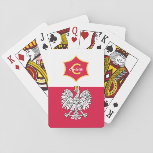 Polish White Eagle Crest Monogrammed Poker Cards