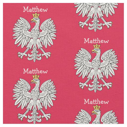 Polish White Eagle Crest Personalized Fabric
