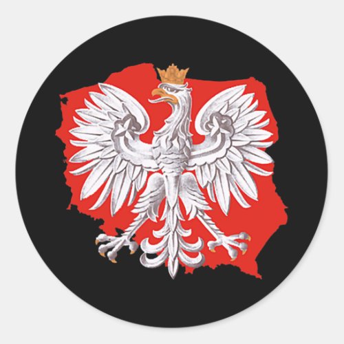 Polish White Eagle Poland Map Polska Family Classic Round Sticker