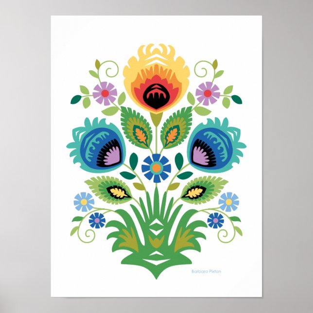 Polish Wycinanki Spring Floral Poster (Front)