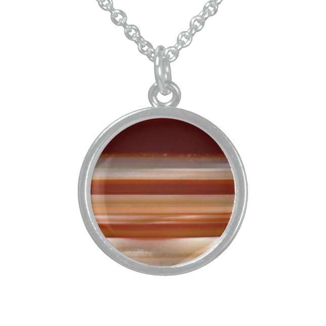 Polished Agate Mineral Rock Nature Photography on Sterling Silver Necklace (Front)
