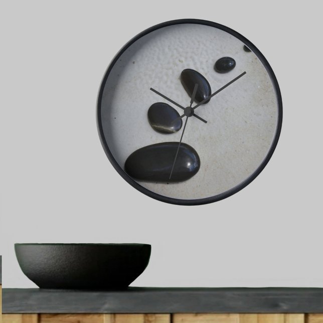Polished Black Zen Stones Gray Clock (Creator Uploaded)