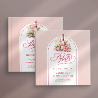 Polished blush and gold petals prosecco Bridal Guest Book