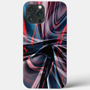 Polished burgundy curves overlapping crooked red iPhone 13 pro max case