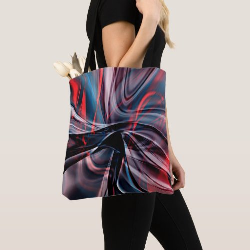 Polished burgundy curves overlapping crooked red   tote bag