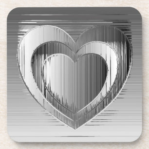 Polished chrome hearts beverage coaster