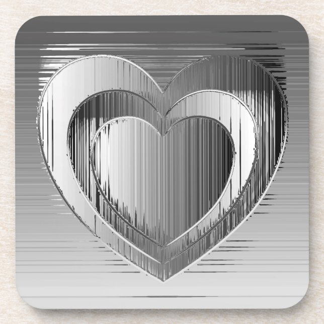 Polished chrome hearts beverage coaster (Front)